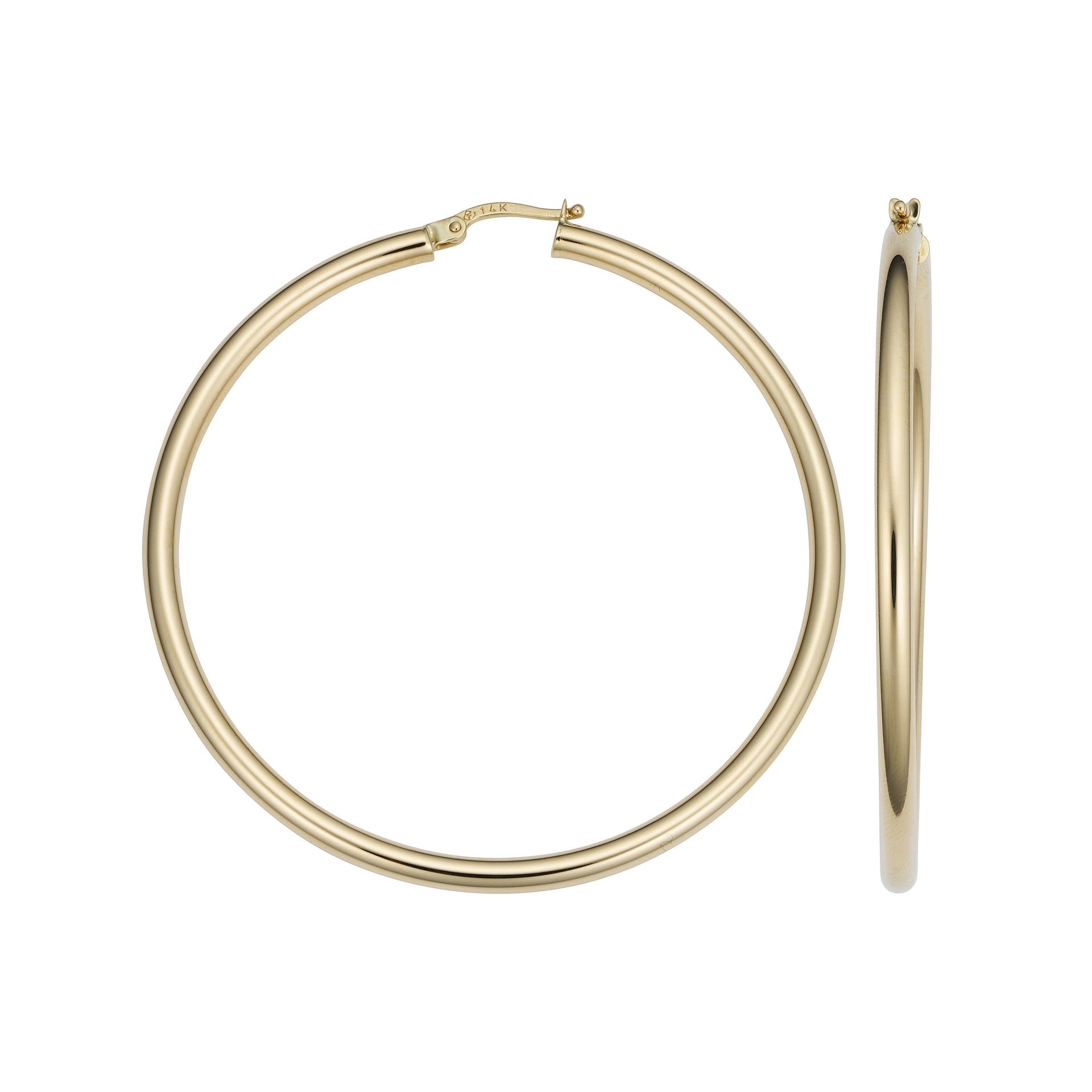 14k Gold Tube Hoop Earrings