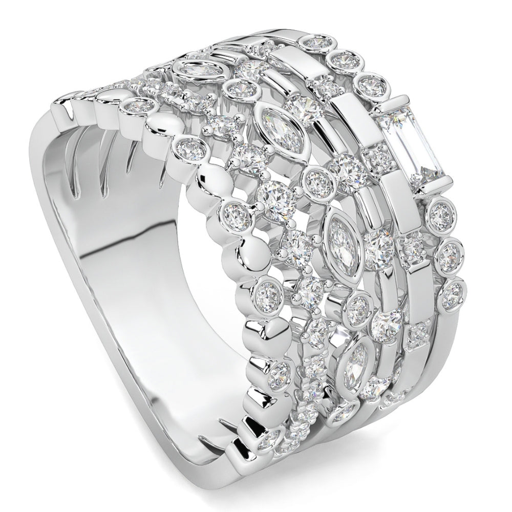 1Ct Stackable Diamond Ring Gold Lab Grown 12mm Wide