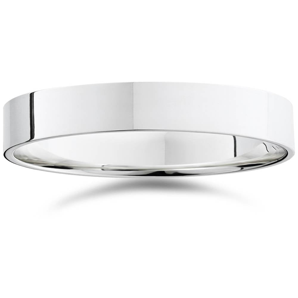 4mm Flat 950 Platinum Comfort Fit Wedding Band Size Selectable