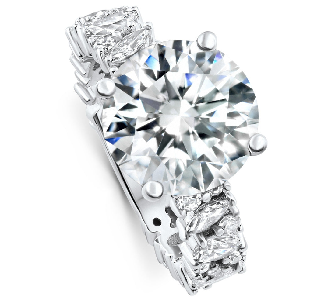 Certified 6.78ct Round Cut Diamond Engagement Ring 14k White Gold Lab Grown Size: 7