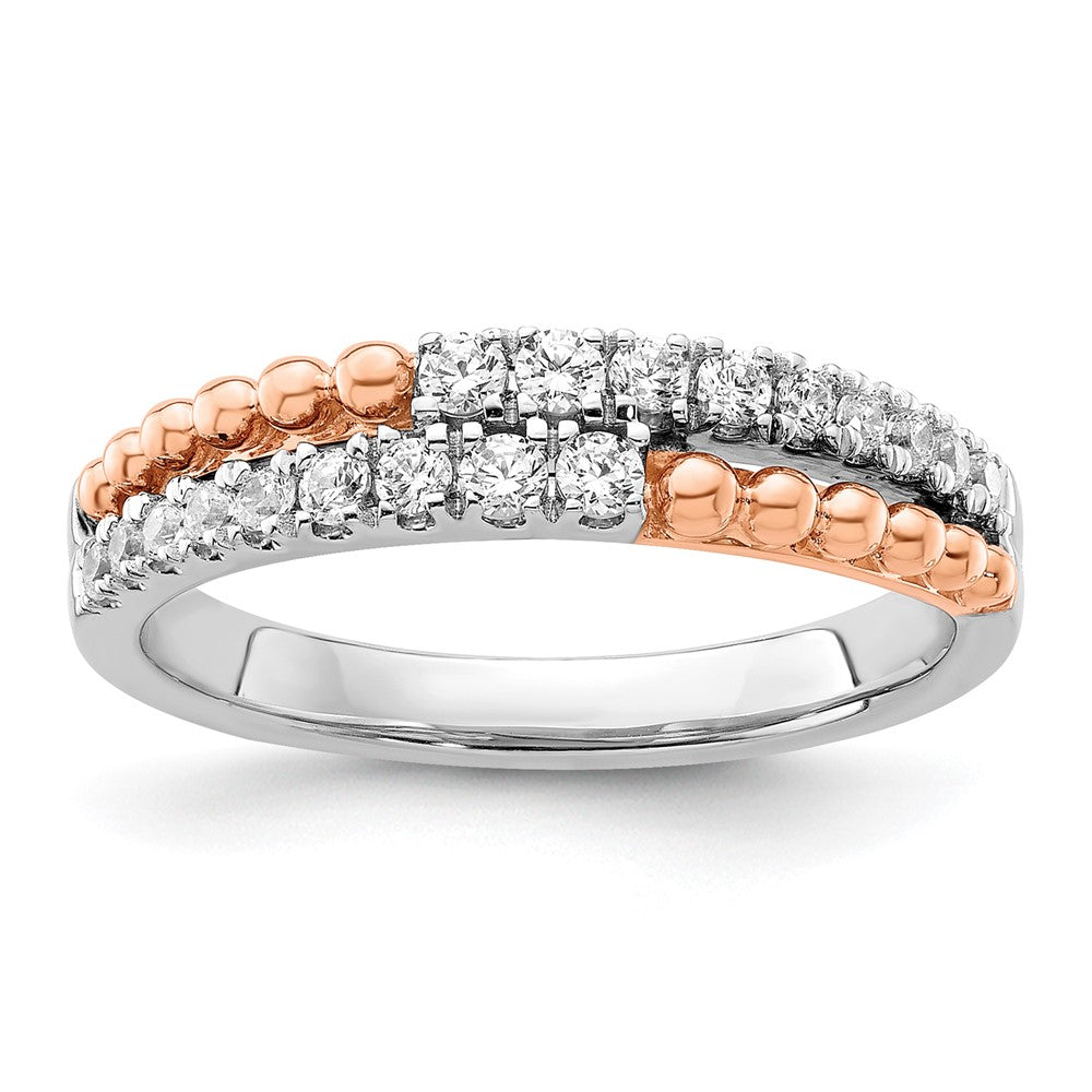 14k Two-tone Lab Grown Diamond Wedding Band Ring 0.33ct Clarity- VS Color- G-H