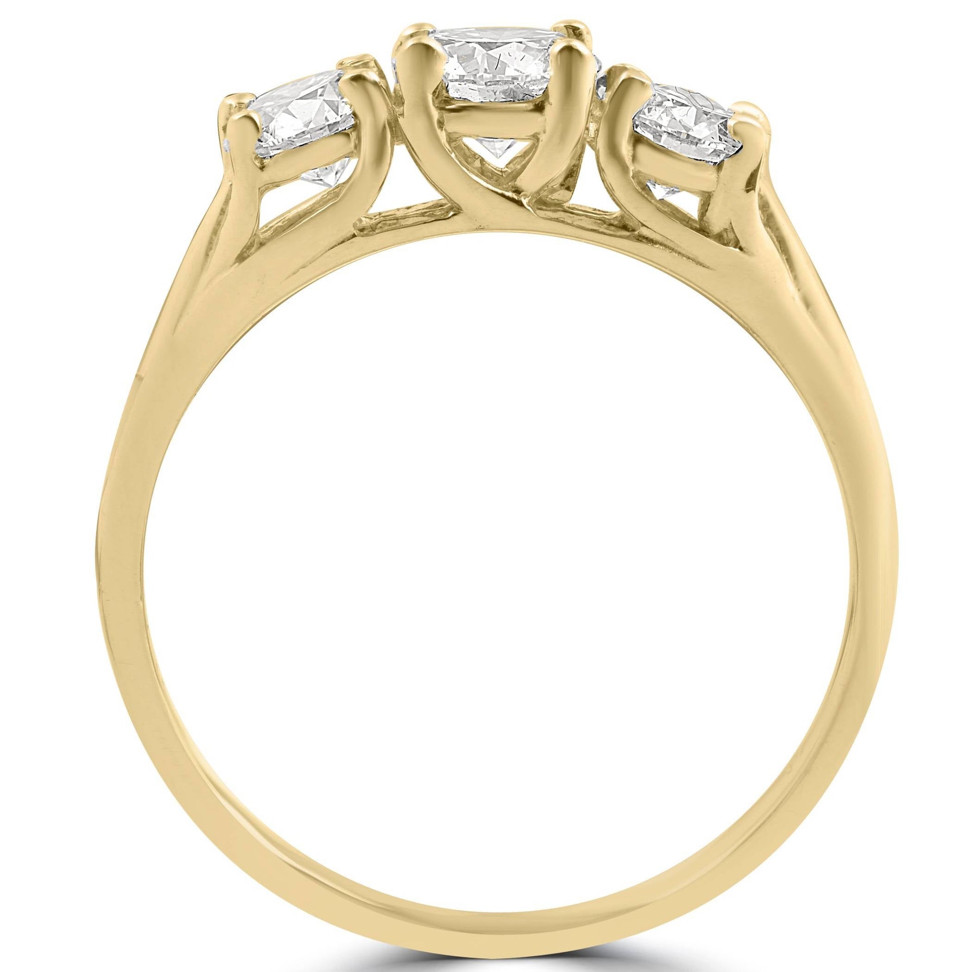 1ct 3-Stone Diamond Engagement Ring 14K Yellow Gold