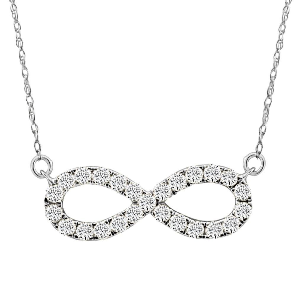 5/8 ct Diamond Infinity Pendant White or Yellow Gold Necklace 3/4' Wide