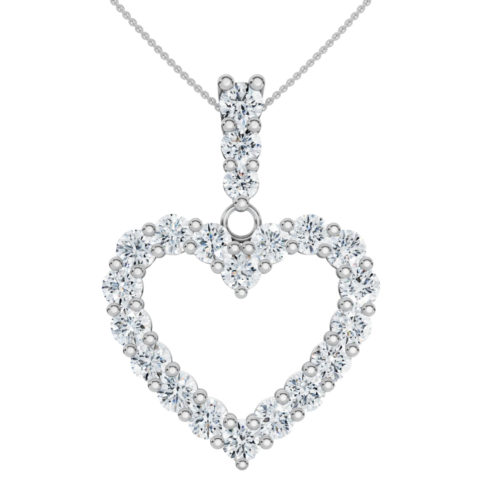 2ct Diamond Heart Penant 14k Gold Lab Grown Women's Necklace 18'