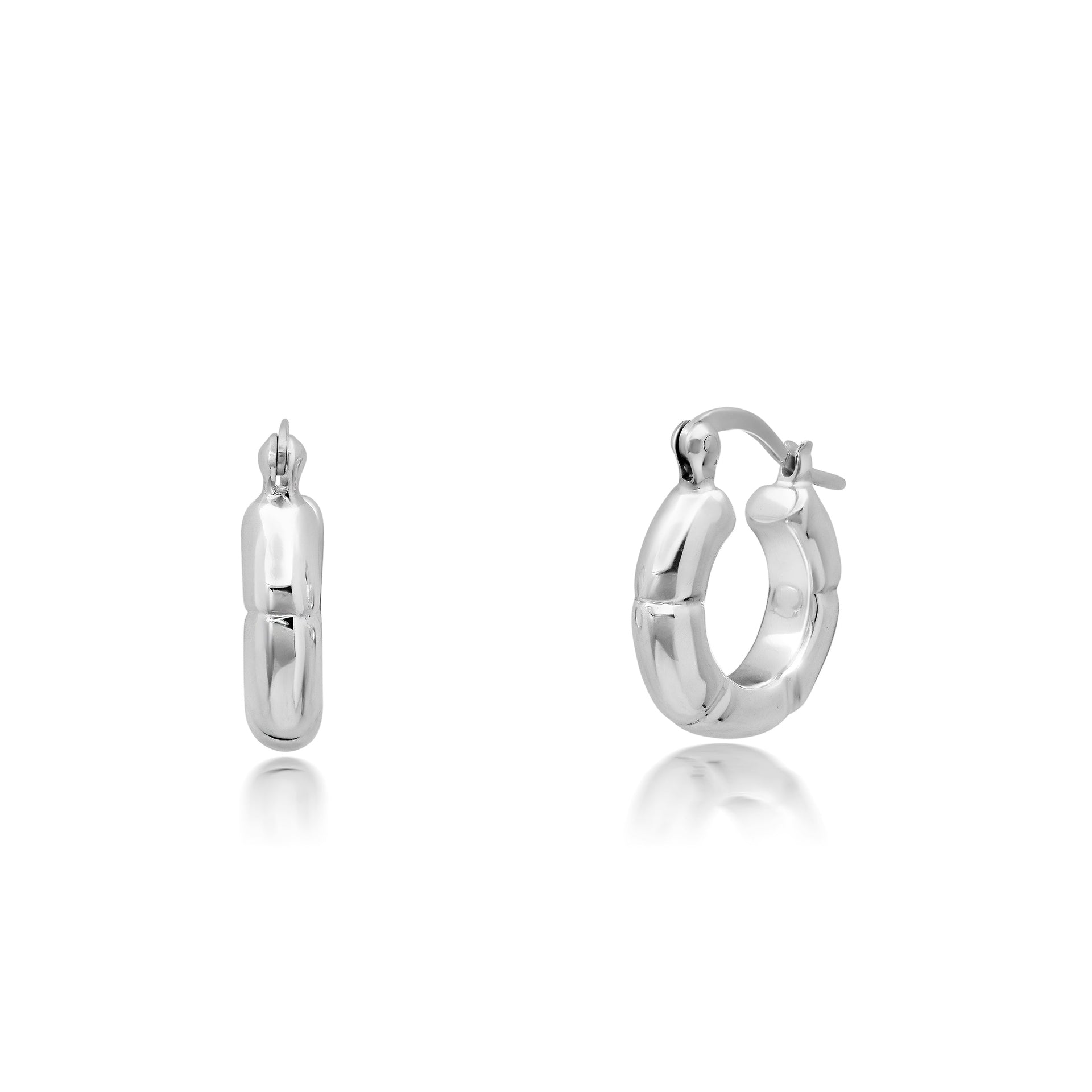 Sterling Silver Oval Sectioned Hoop Earrings