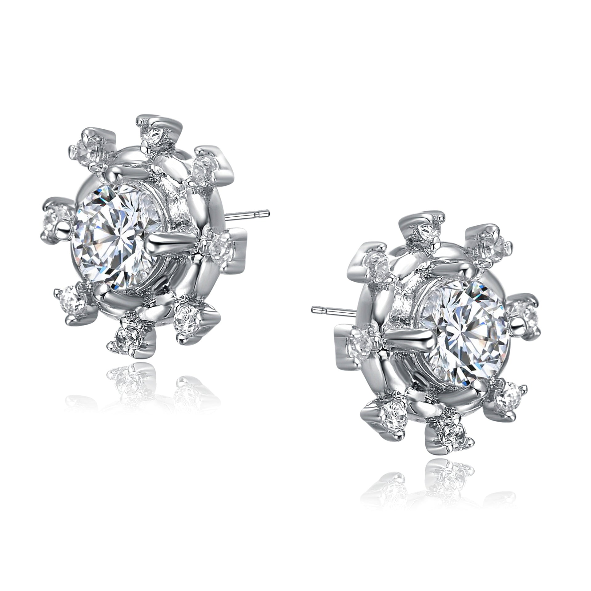 Sterling Silver Cubic Zirconia Heart Earrings