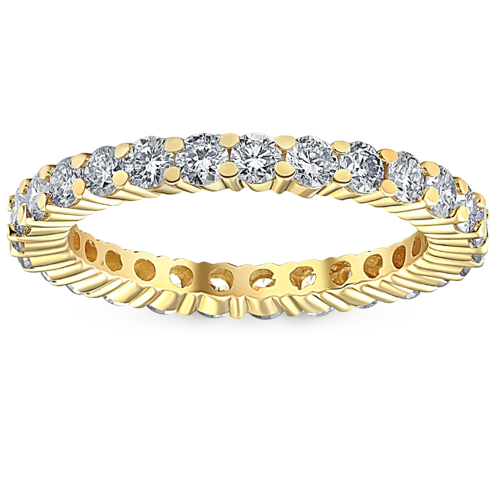1 1/2 CT Prong Diamond Eternity Ring 14K Yellow Gold