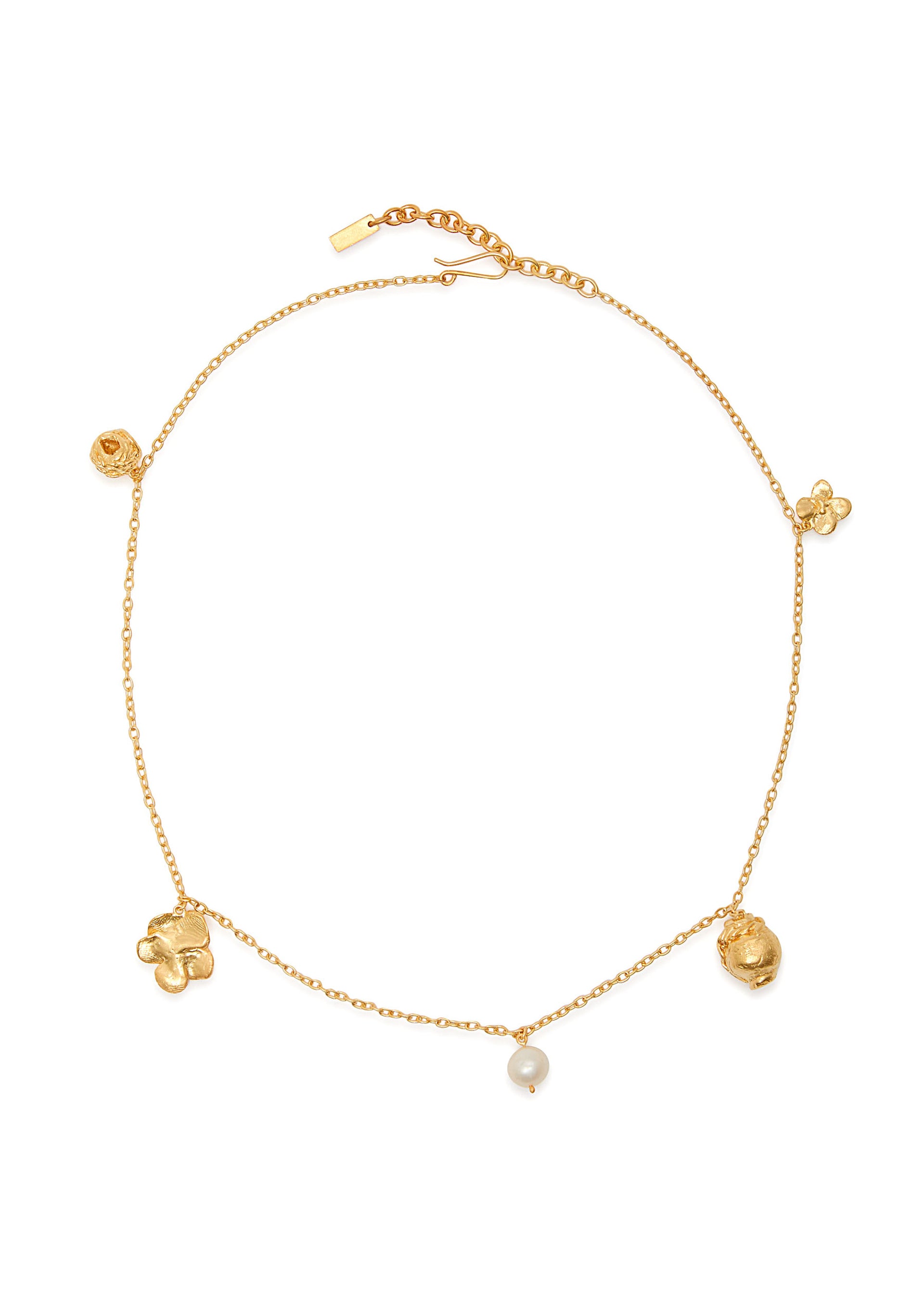 Floral charm-embellished 18kt gold-plated necklace