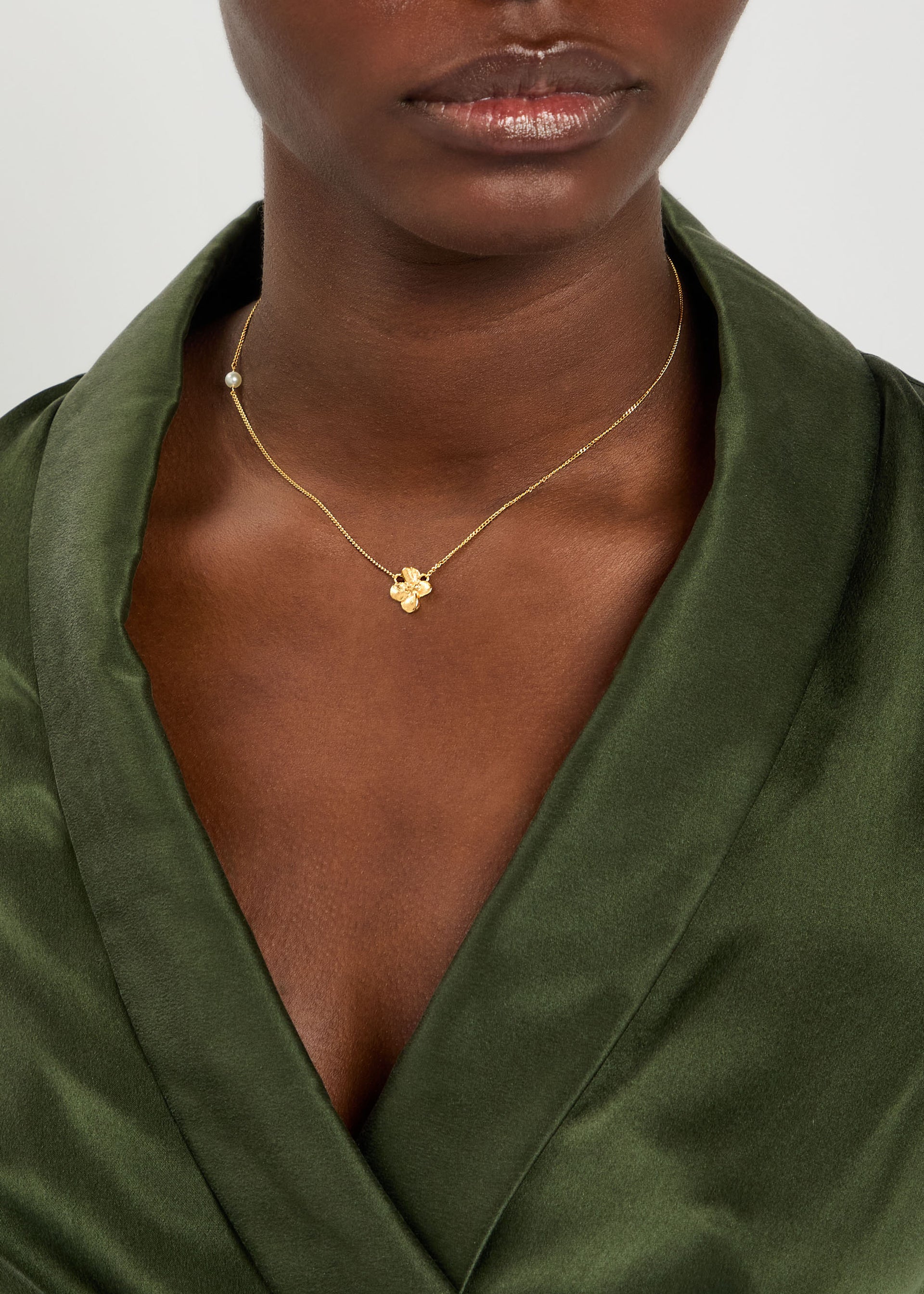 Pearl and 18kt gold-plated pendant necklace