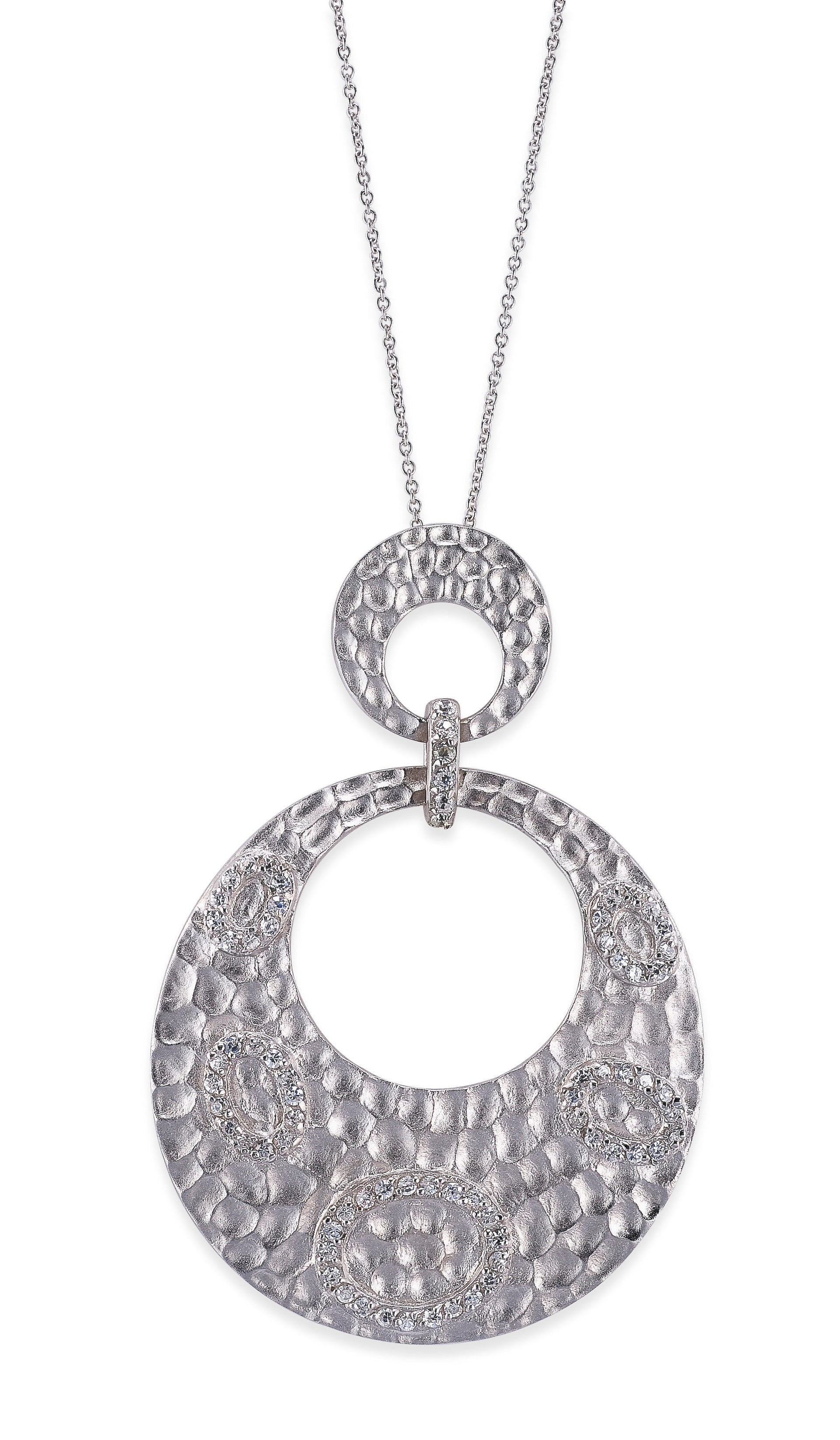 Sterling Silver Cubic Zirconia Dual Circle Pendant