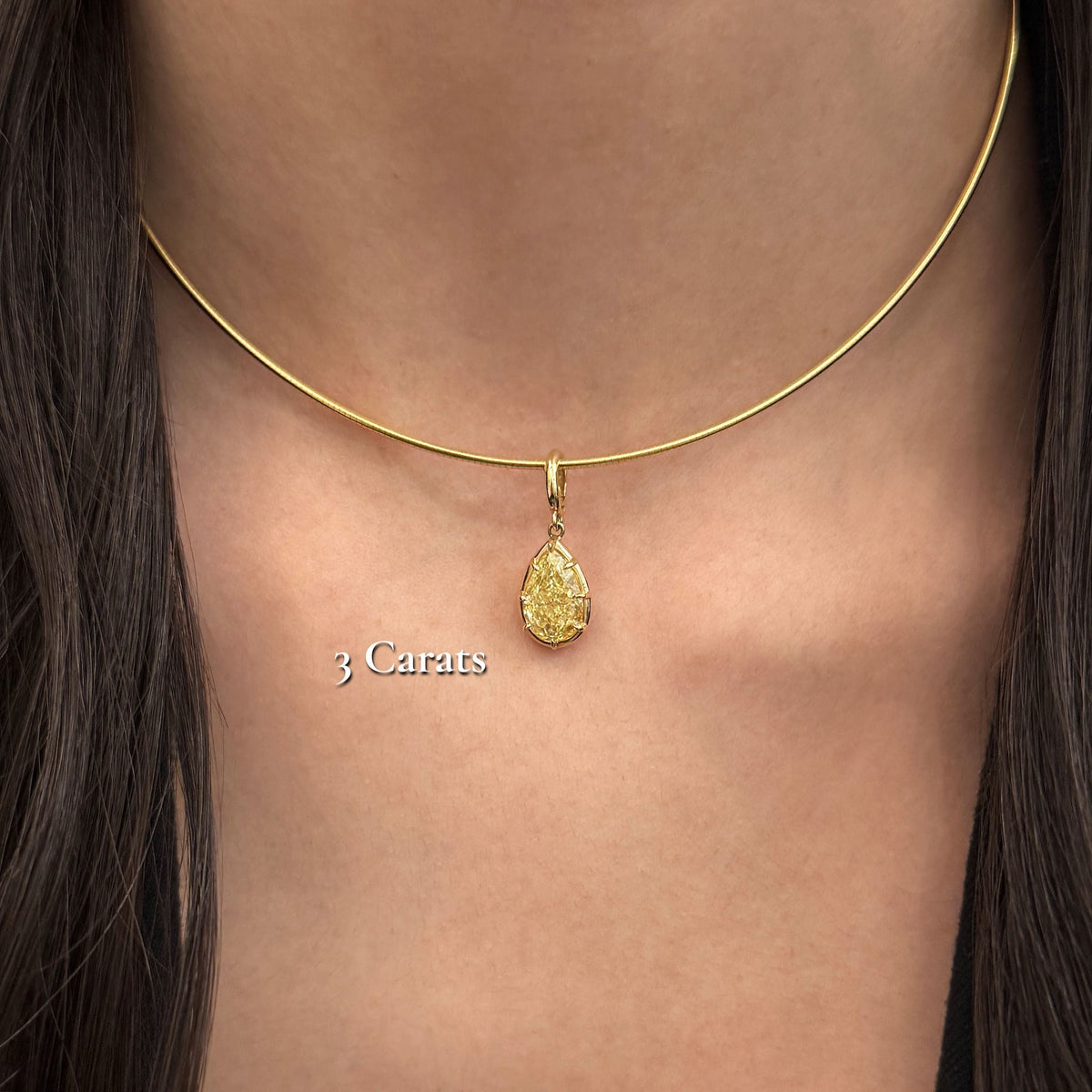 Georgian Pear Yellow Lab Diamond Omega Necklace