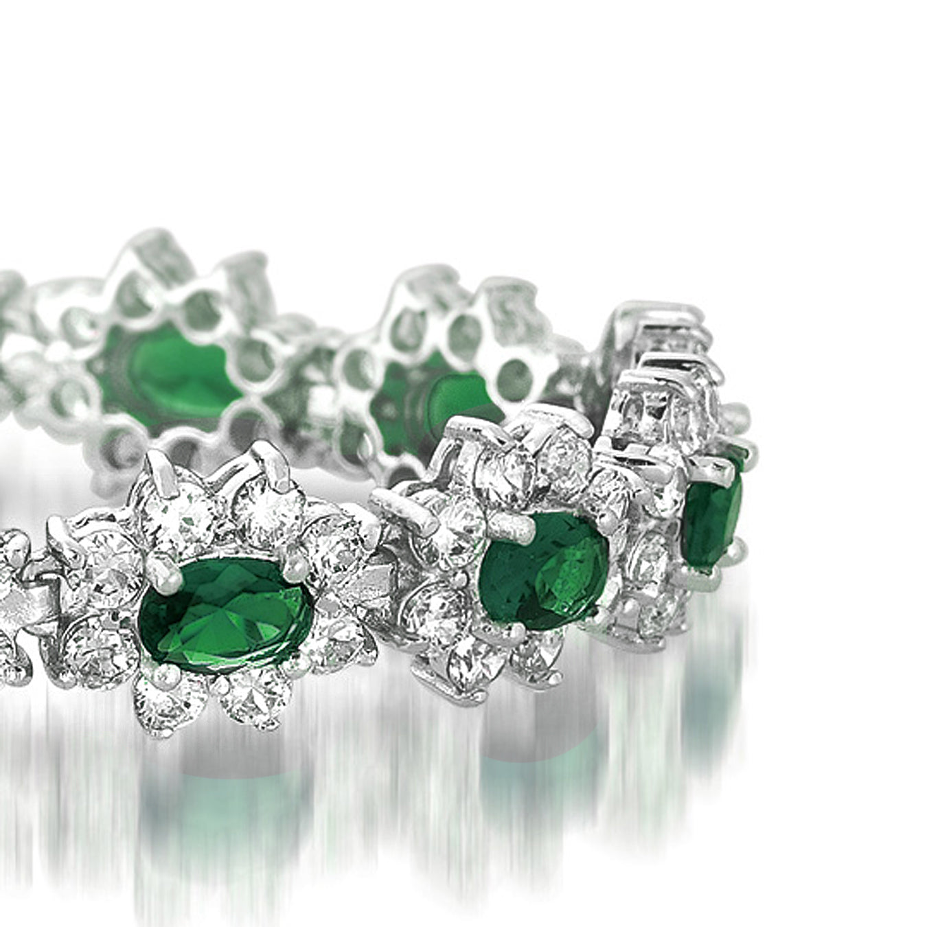 Sterling Silver Emerald Cubic Zirconia Bracelet