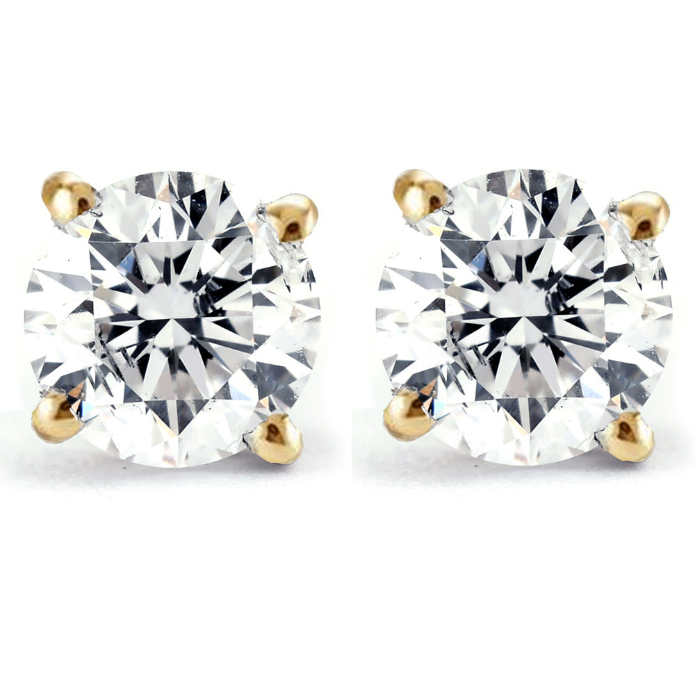 1/2 CT TW Diamond Studs in 14k White or Yellow Gold Lab Grown