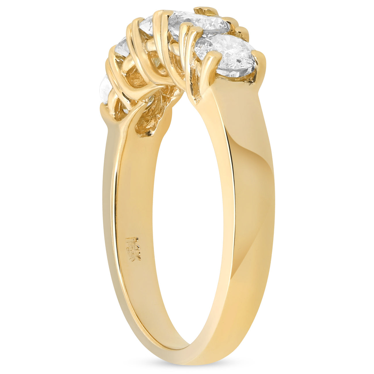 1 1/2 CT Real Diamond Wedding Anniversary 14K Yellow Gold Ring