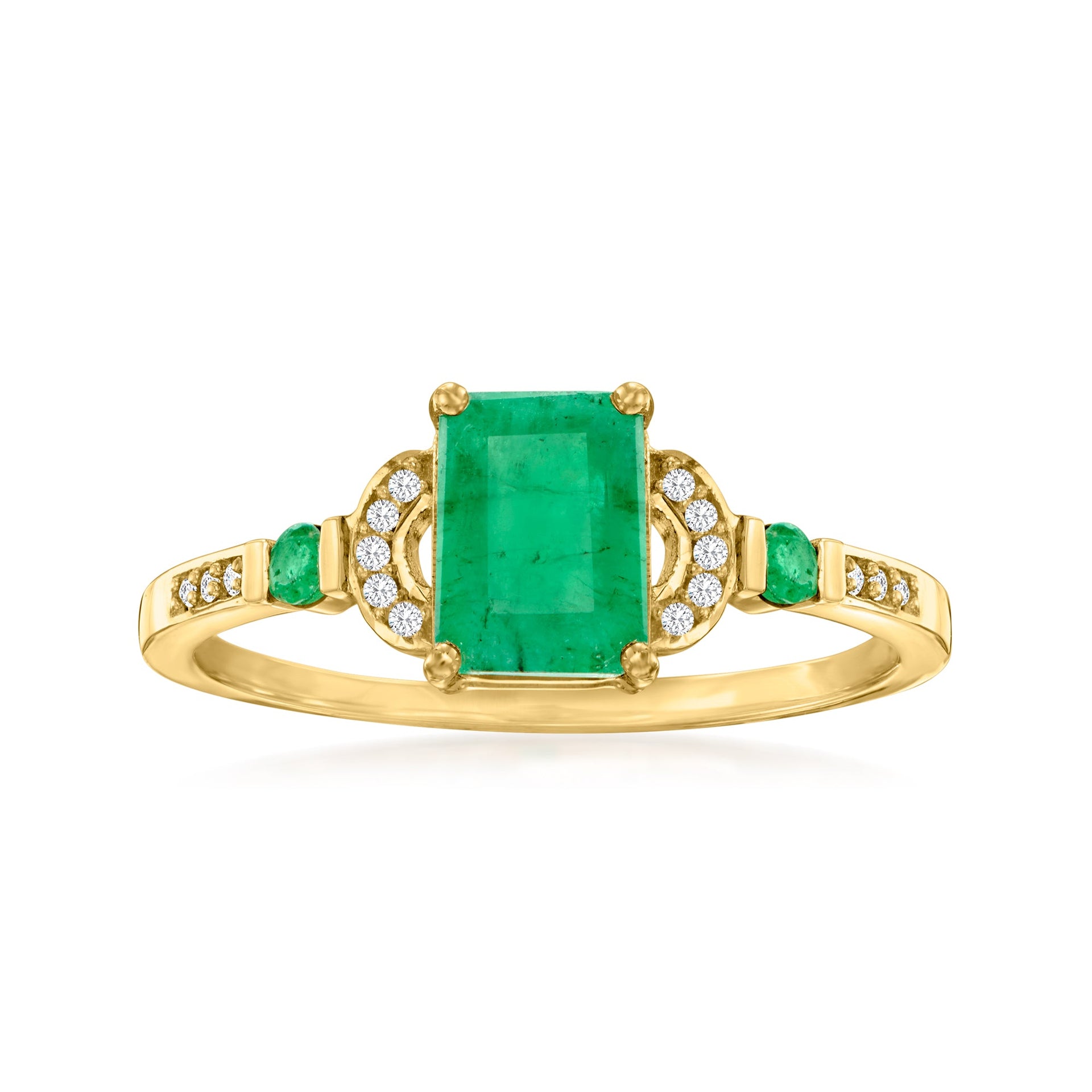 Canaria Emerald Ring With Diamond Accents in 10kt Yellow Gold