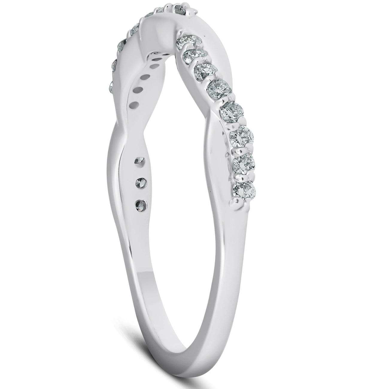 1/5Ct Diamond Infinity Wedding Ring Womens 14k White Gold Interwoven Stack Band