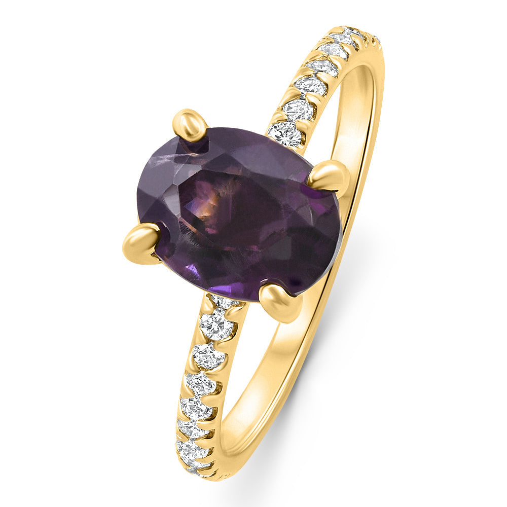 2 CT Amethyst & Diamond Anniversary Engagement Ring 10k Gold Lab Grown
