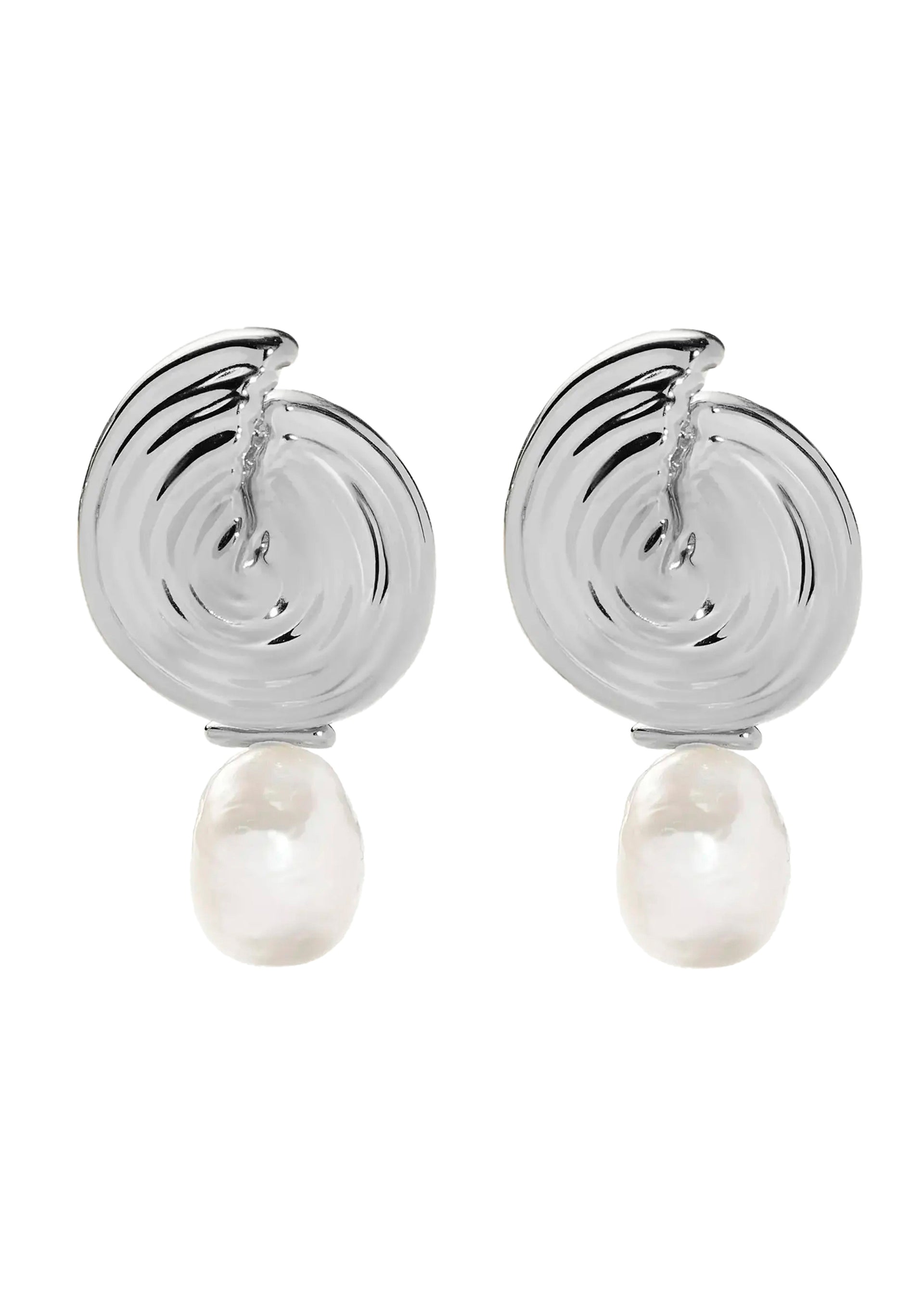 Spiral interchangeable pearl drop earrings