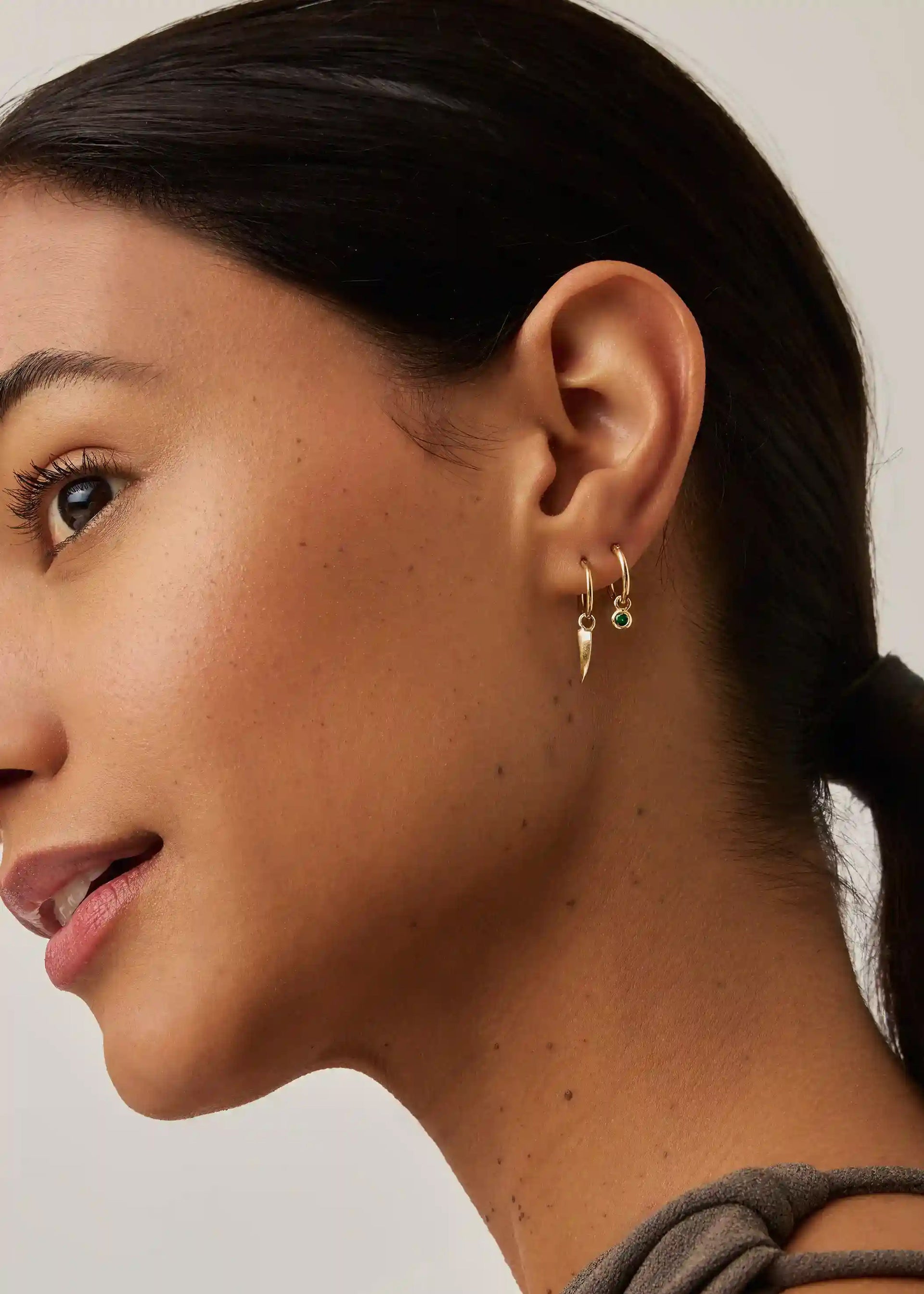 Tennis charm mini hoop earrings