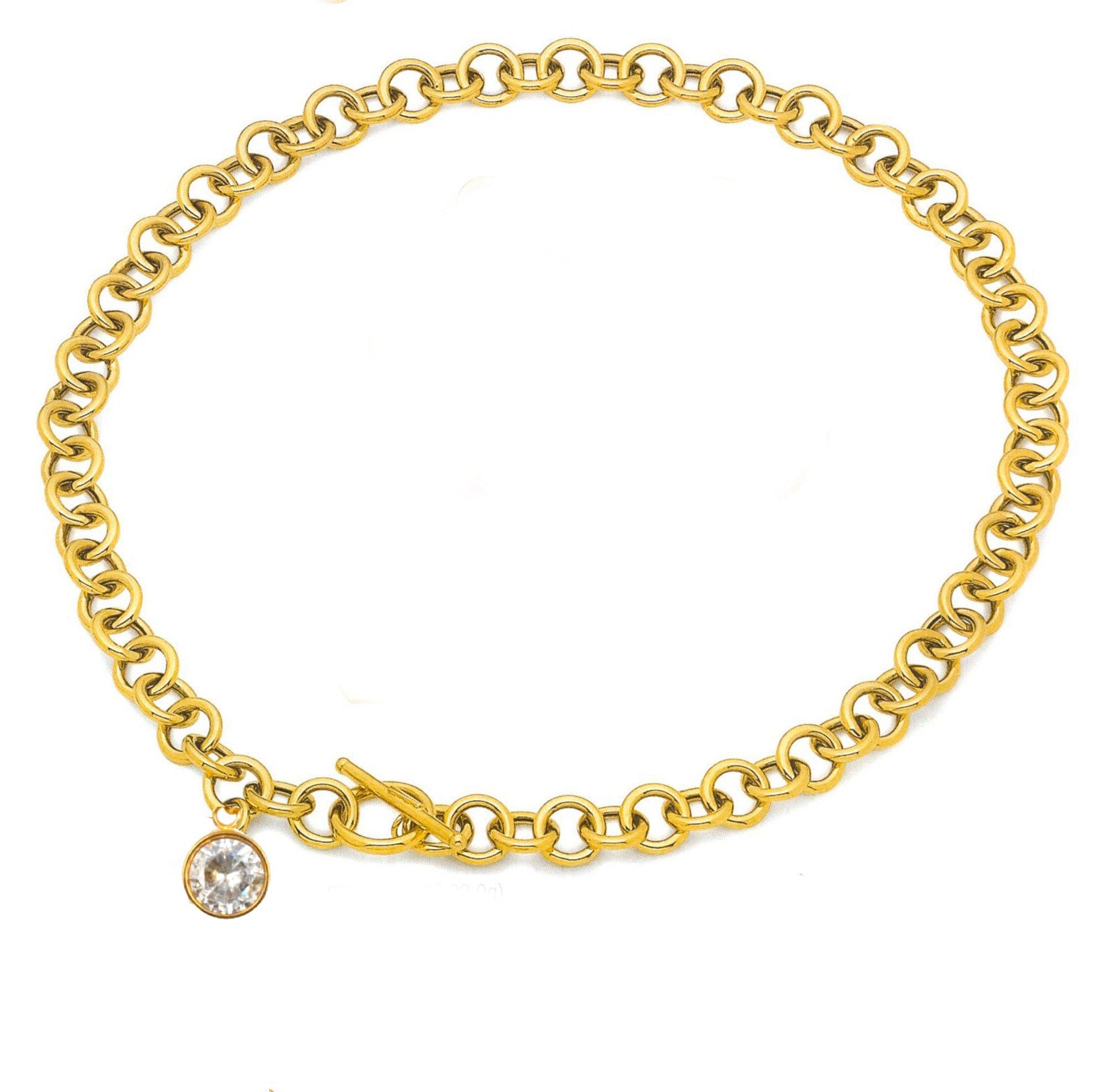 18k Gold Plated Chunky Crystal Charm Necklace