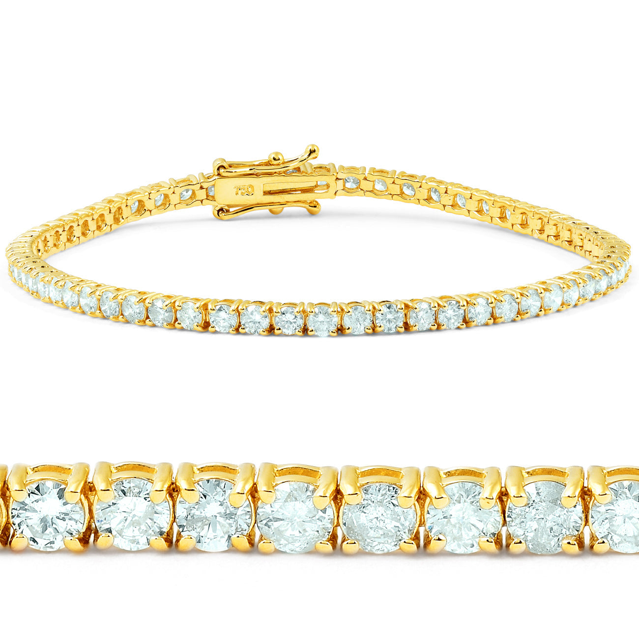7Ct Diamond Tennis Bracelet 14k Yellow Gold 7'