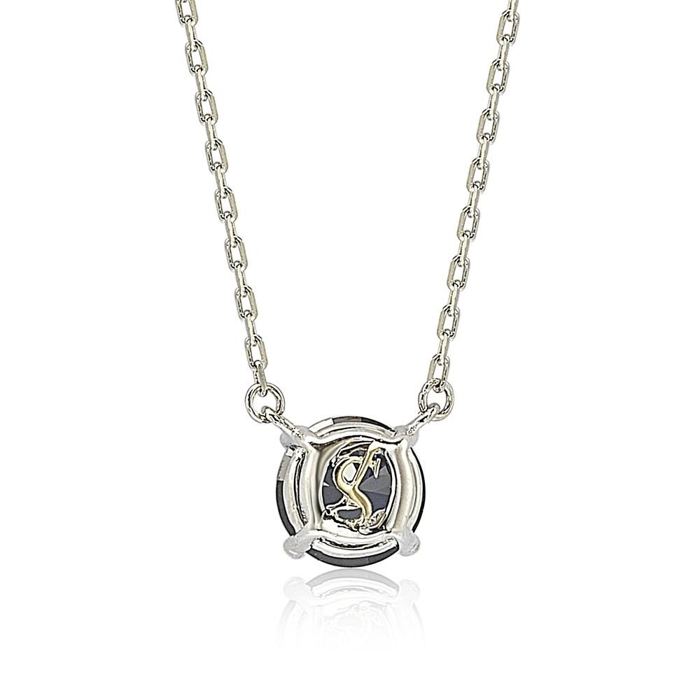 Suzy Levian Sterling Silver Blue Sapphire Solitaire Necklace