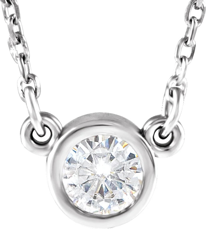 14K White 4 mm Forever One Colorless Lab-Grown Moissanite 18' Necklace