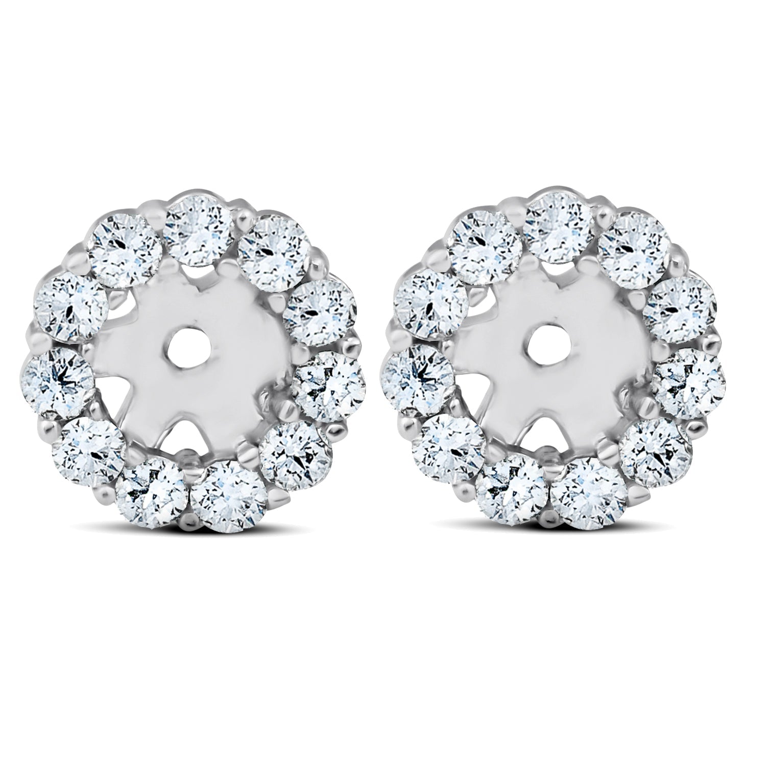 3/8 ct Halo Diamond Earring Jackets 14K White Gold (4mm)