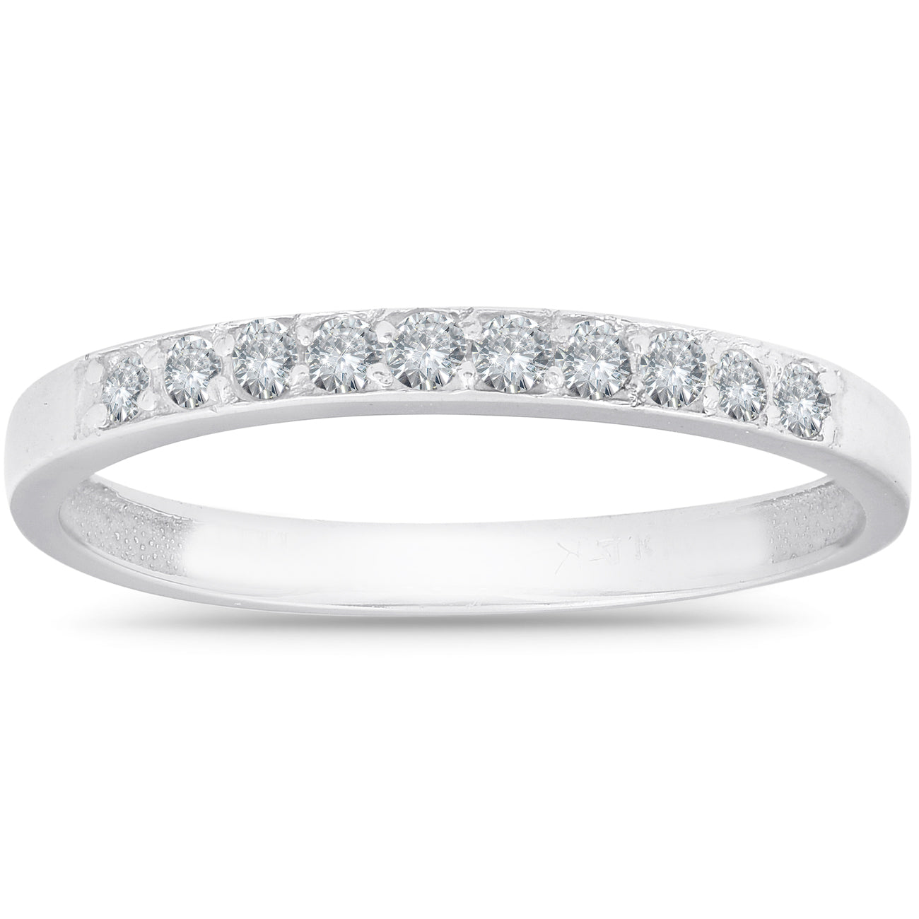 1/4ct Diamond Wedding Ring 14K White Gold Women's Stackable Prong Band