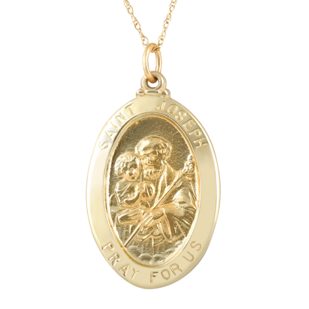 14k Yellow Gold St. Joseph Medal Pendant 1' Tall 2.5 Grams