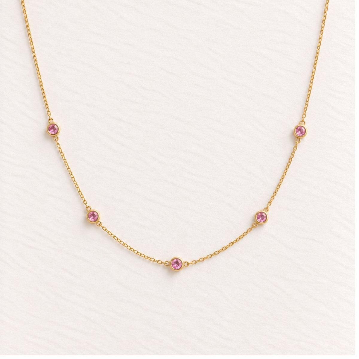 Aurora 5 Pink Sapphire Station Necklace