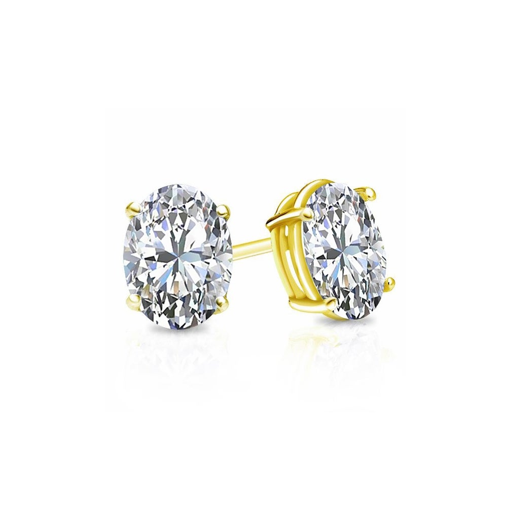 Yellow Sterling Silver Oval Cut 1.50cttw Cubic Zirconia Earring Studs