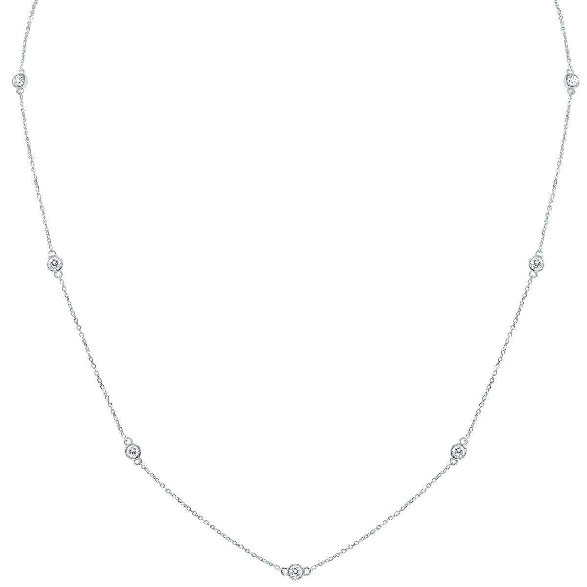 3/4 Carat Tw Bezel Set Diamond Station Necklace In 14K