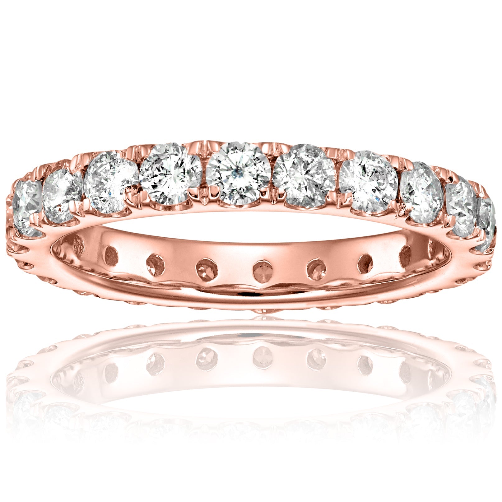 2 cttw Diamond Eternity Ring for Women, Wedding Band in 14K Rose Gold Prong Set