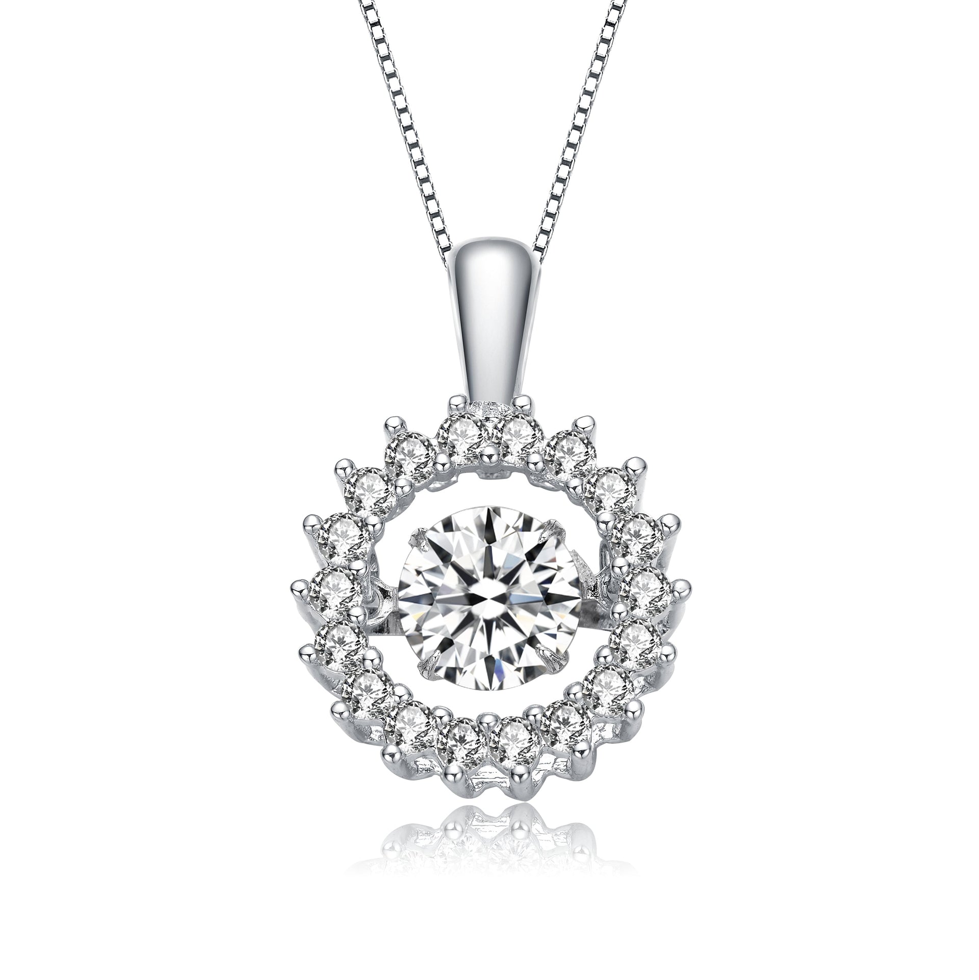 Sterling Silver Cubic Zirconia Wreath Pendant Necklace