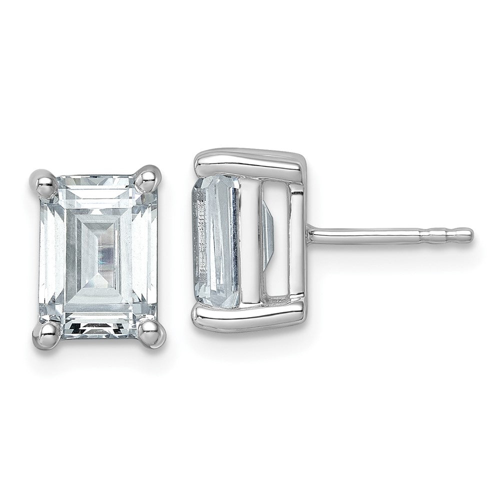 14k White Gold 5 CTW Lab Grown Diamond Emerald Stud Earrings