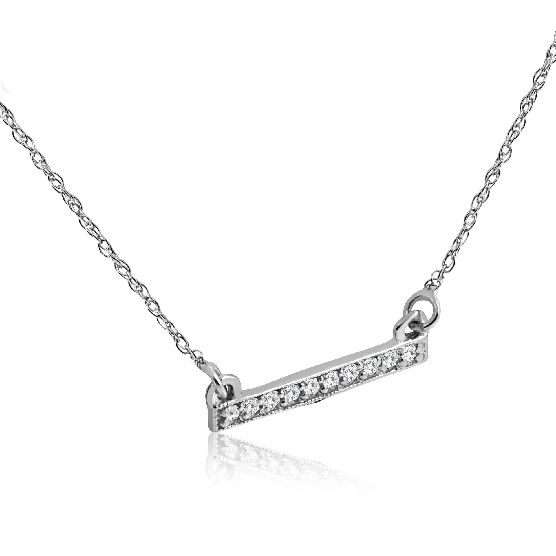1/16ct Diamond Bar Pendant Necklace 14K White Gold