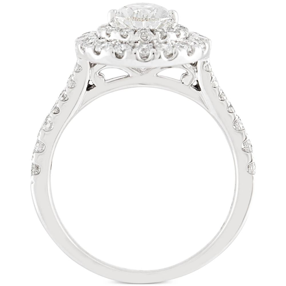 2 Ct TW Pear Shape Halo Diamond Engagement Ring 14k White Gold Lab Grown