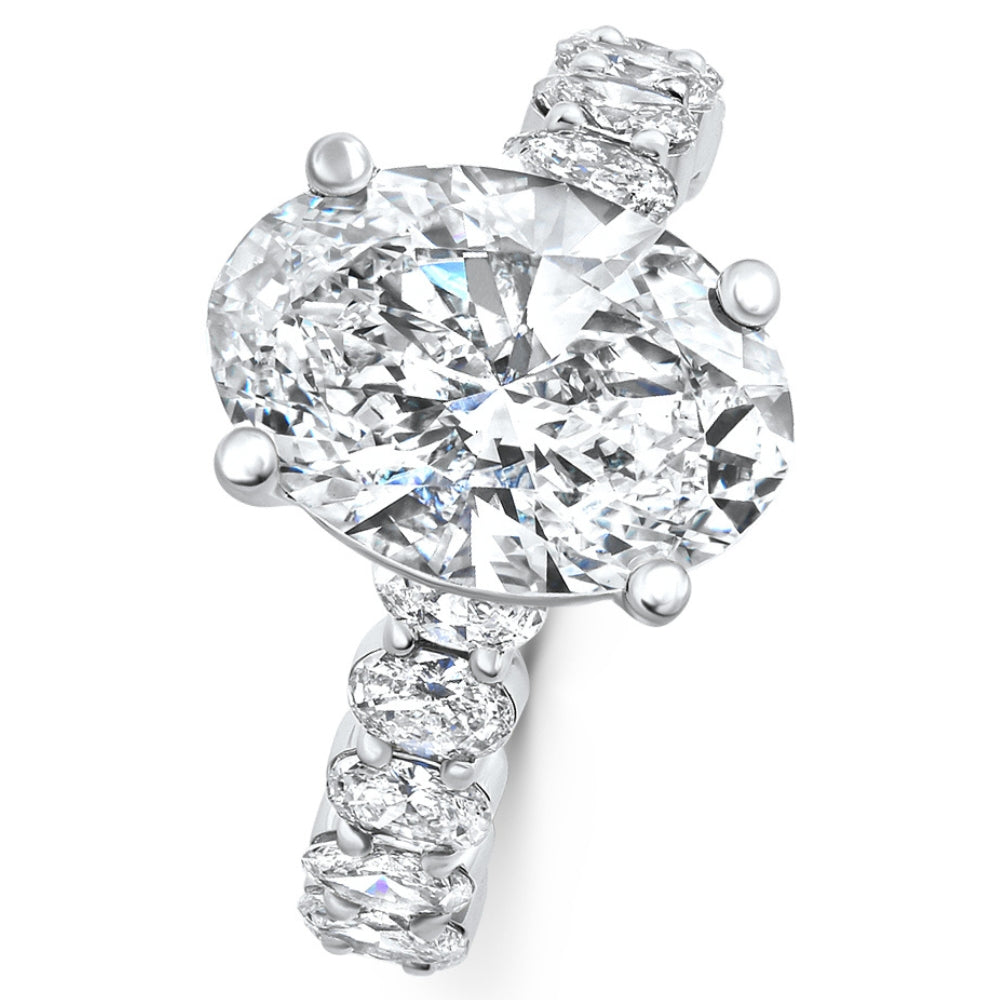 Certified 6.51Ct Oval Diamond Side Stone Engagement 14k White Gold Lab Grown