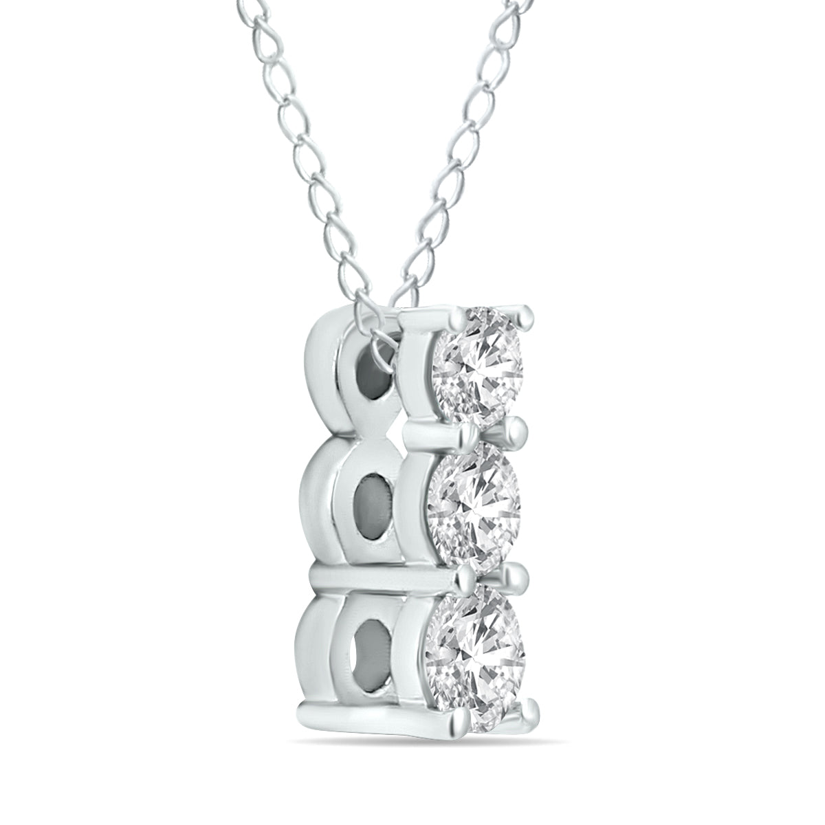 1/4 Carat TW Diamond Three Stone Pendant In 14K White Gold