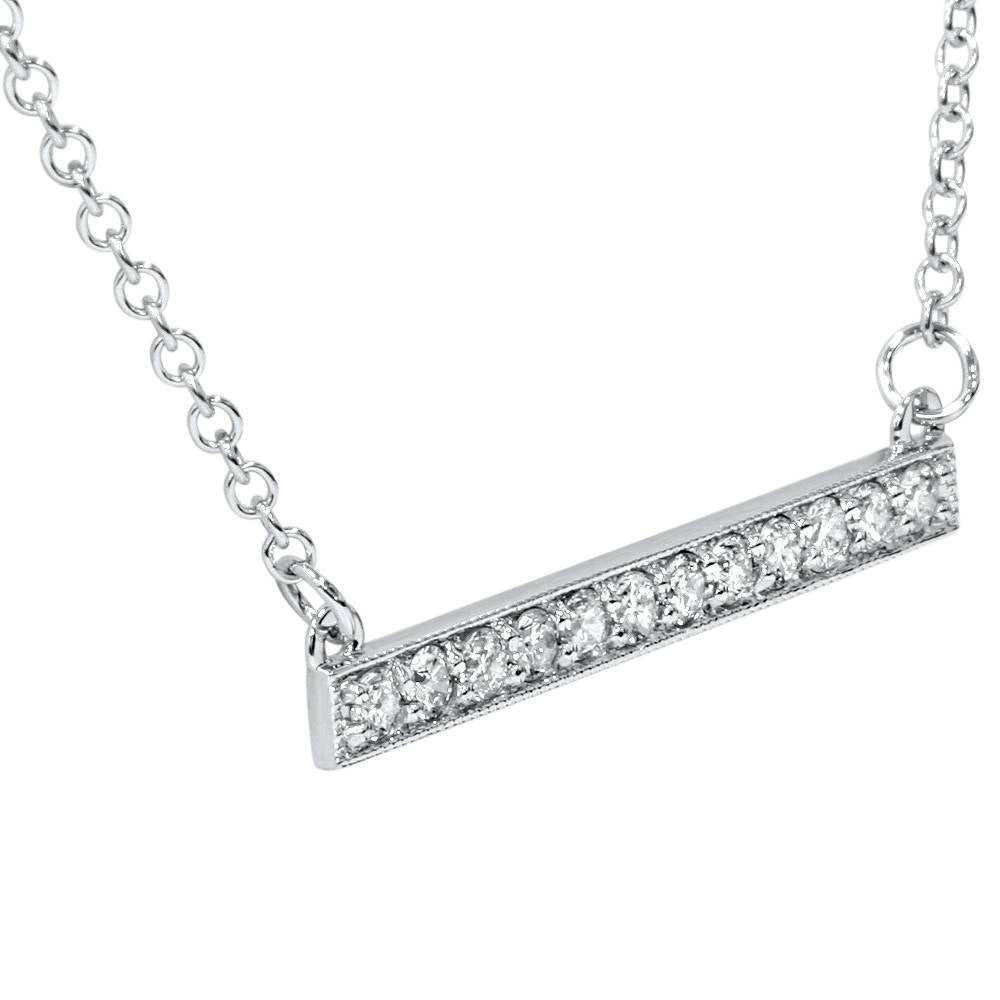 1/2 CT Bar Pendant Diamond Necklace in 14K White Gold (Not Enhanced) 1.2' Wide