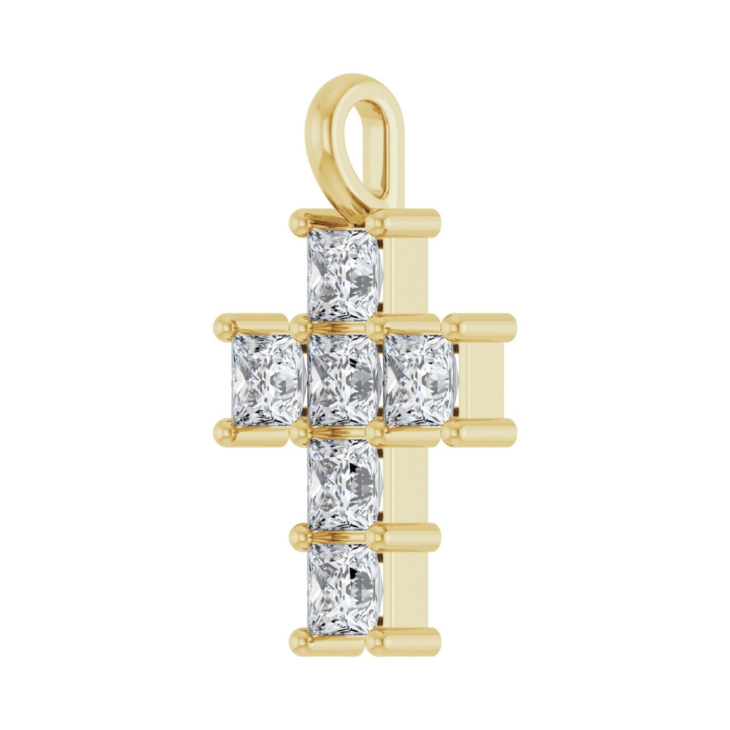 14k Gold Princess Cut 1ct Lab-grown Diamond Pendant