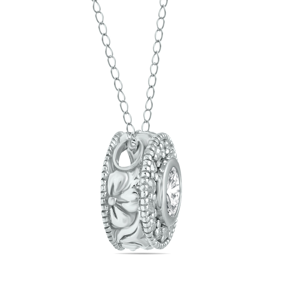 3/8 Ctw Natural Diamond Bezel Pendant In 10K