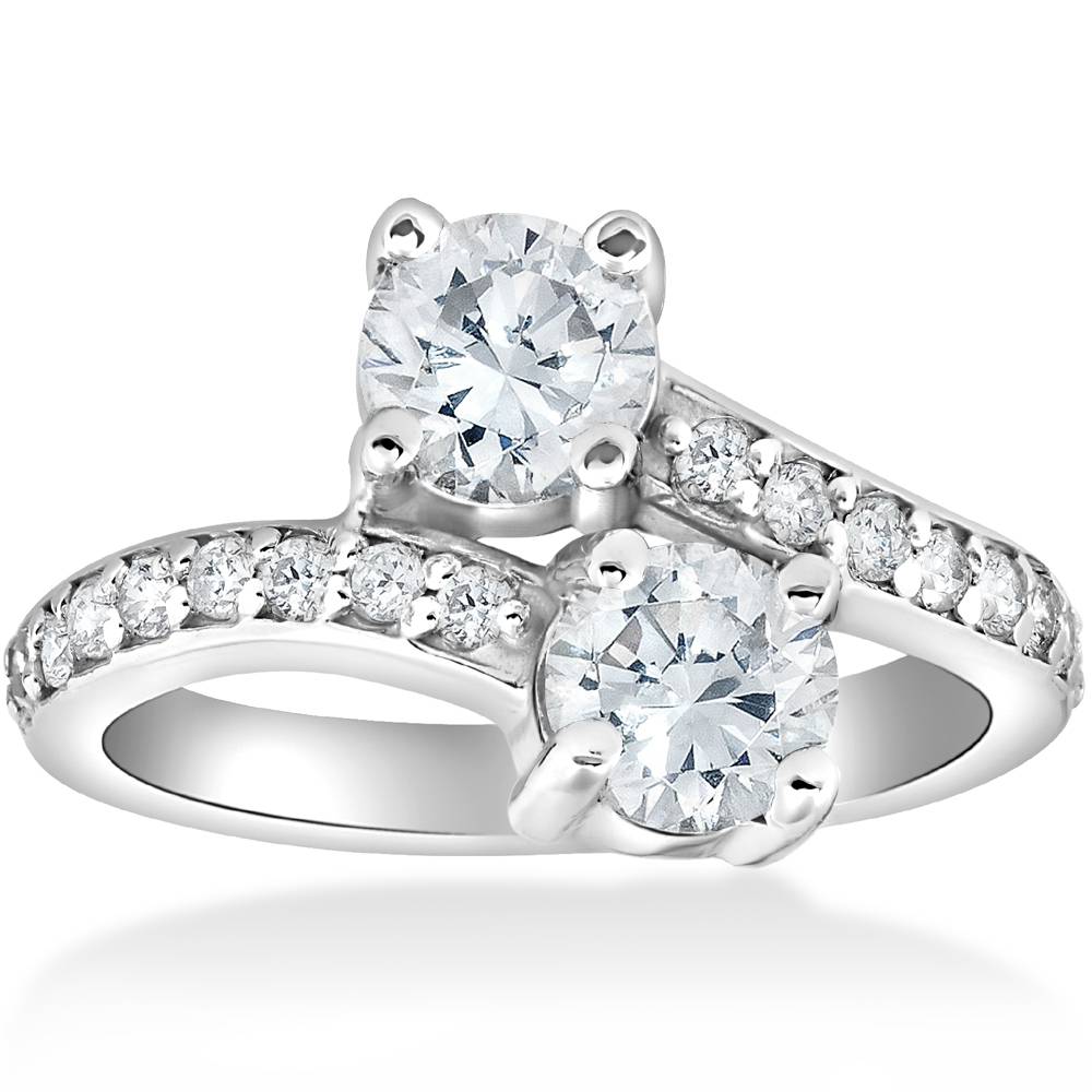 2 Carat Forever Us Two Stone Round Diamond Engagement Ring 14K White Gold