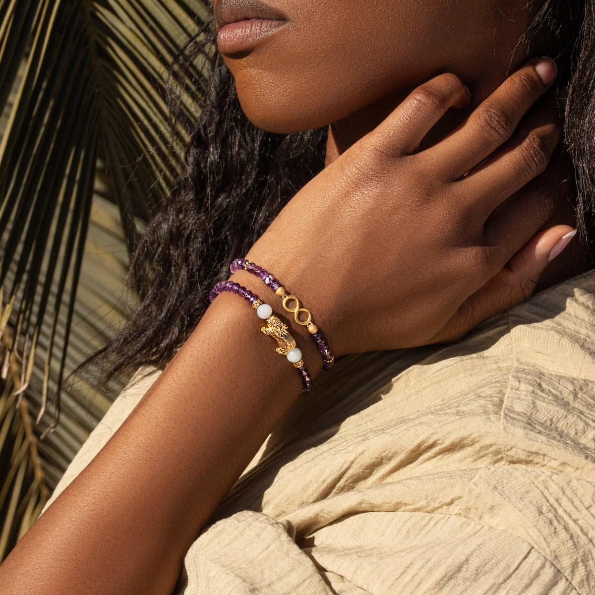 Eternal Bliss Amethyst Infinity Charm Bracelet