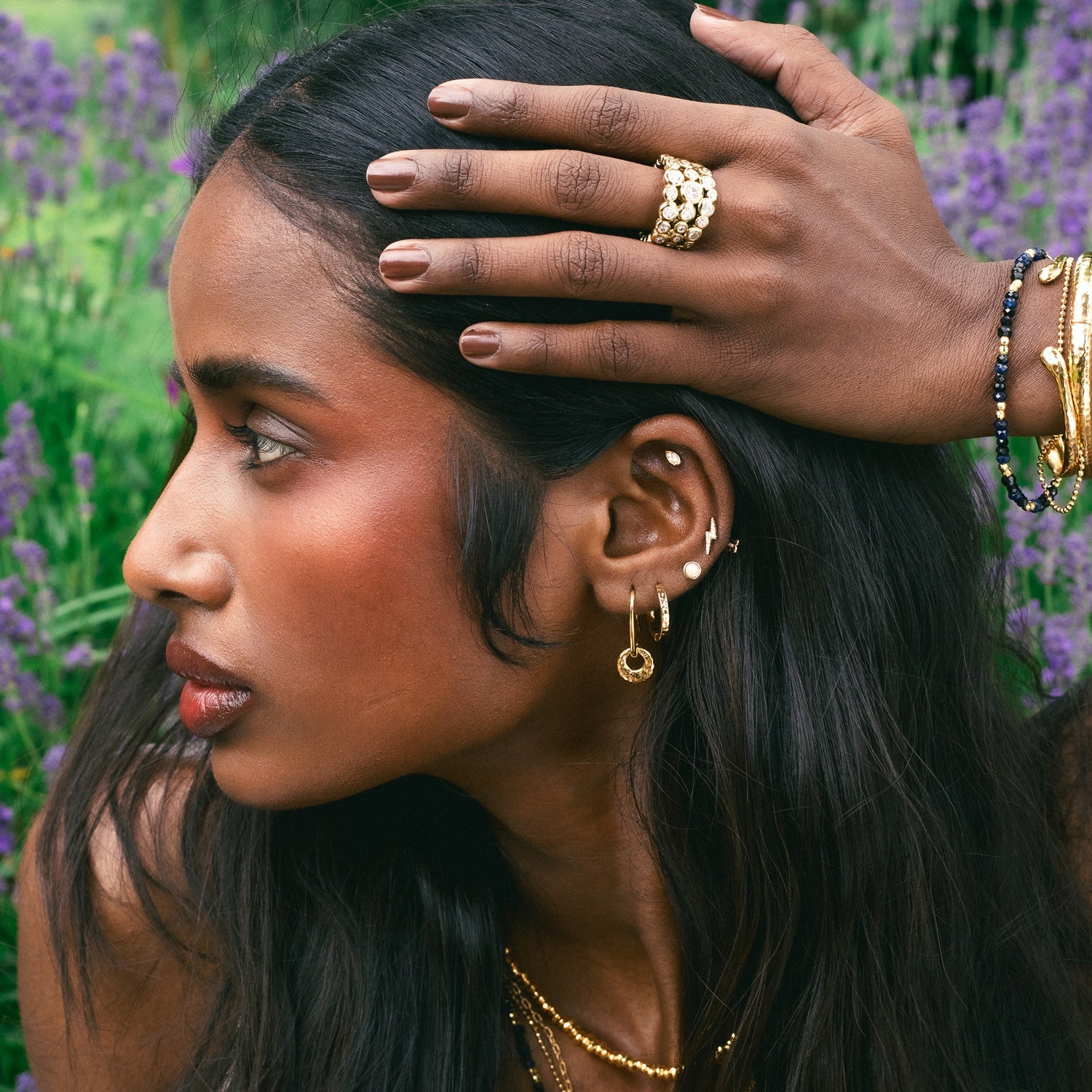 Hammered Bean Drop Earrings