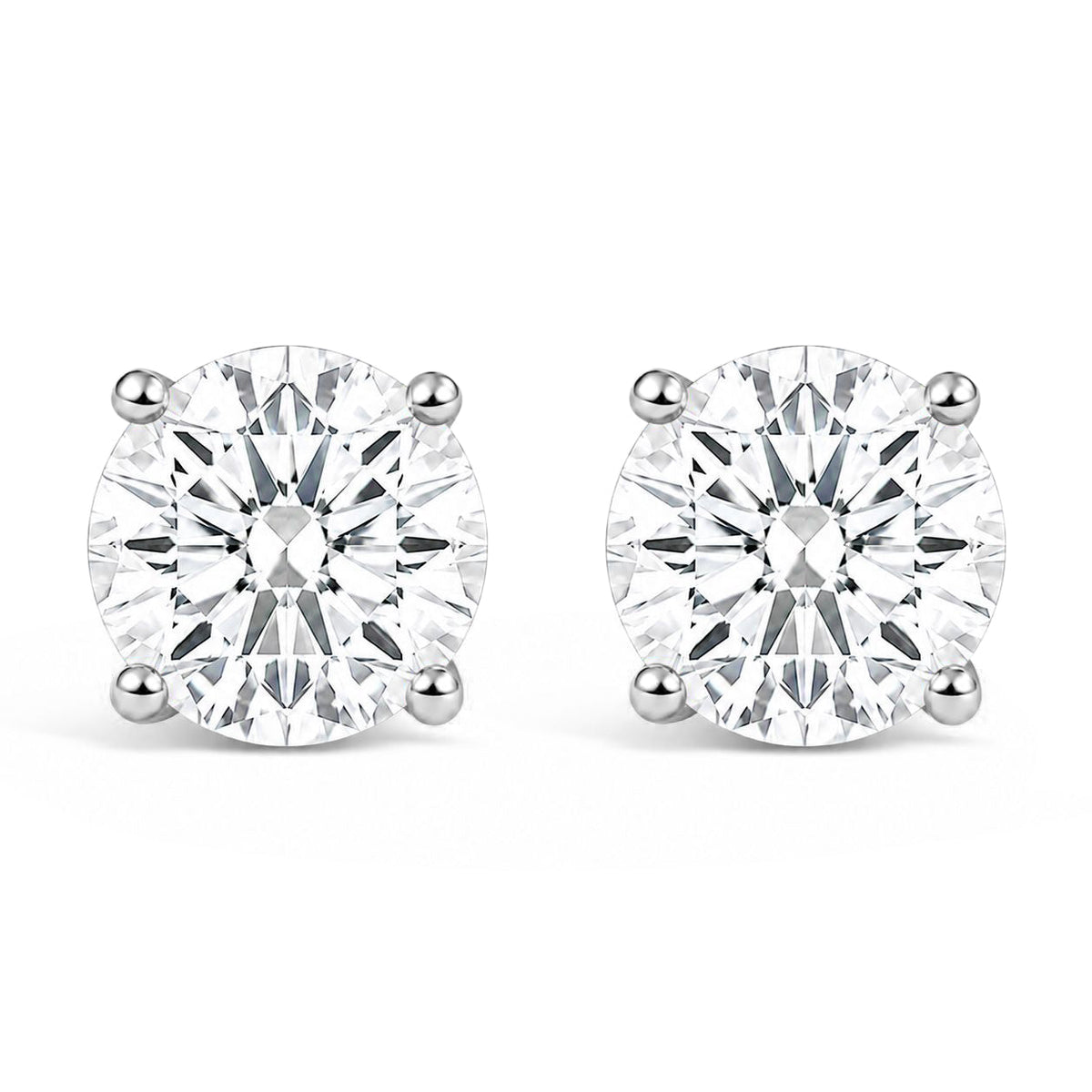IGI Certified 14K White Gold 1.00 Cttw Round Lab Grown Diamond Solitaire Stud Earrings