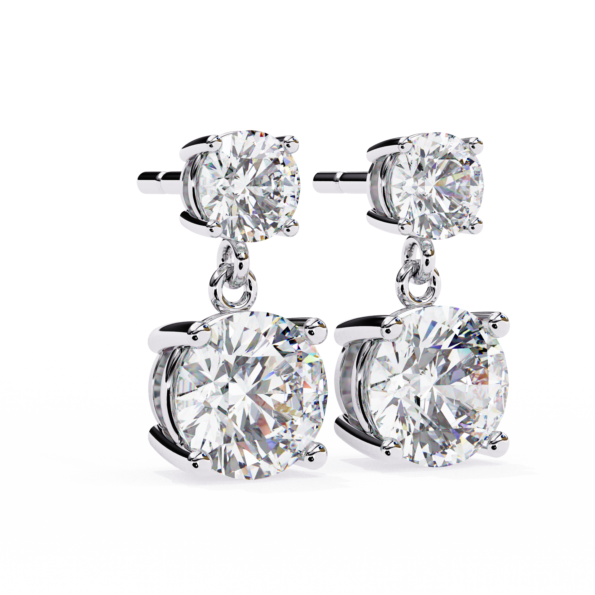 Round-Cut Lab-grown Diamond Drop Earrings in 10K White Gold