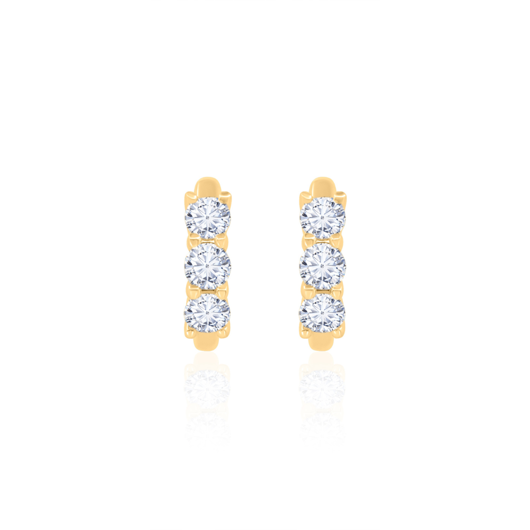 Gold Lab Diamond Triple Diamond Huggies
