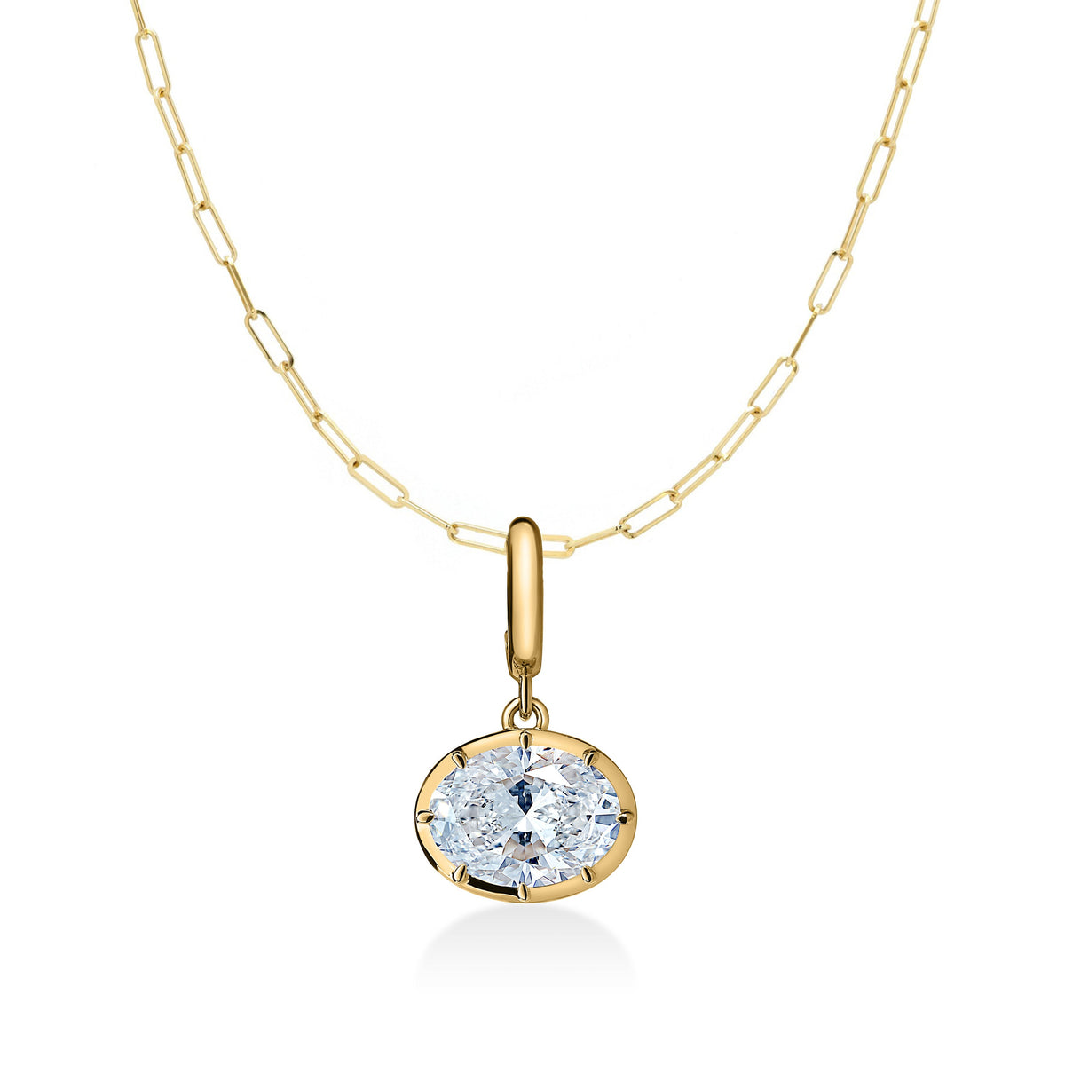 Georgian East-West Oval Lab Diamond Paperclip Necklace
